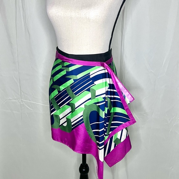 CARVEN Silk Knee-Length Scarf Skirt - Picture 4 of 7